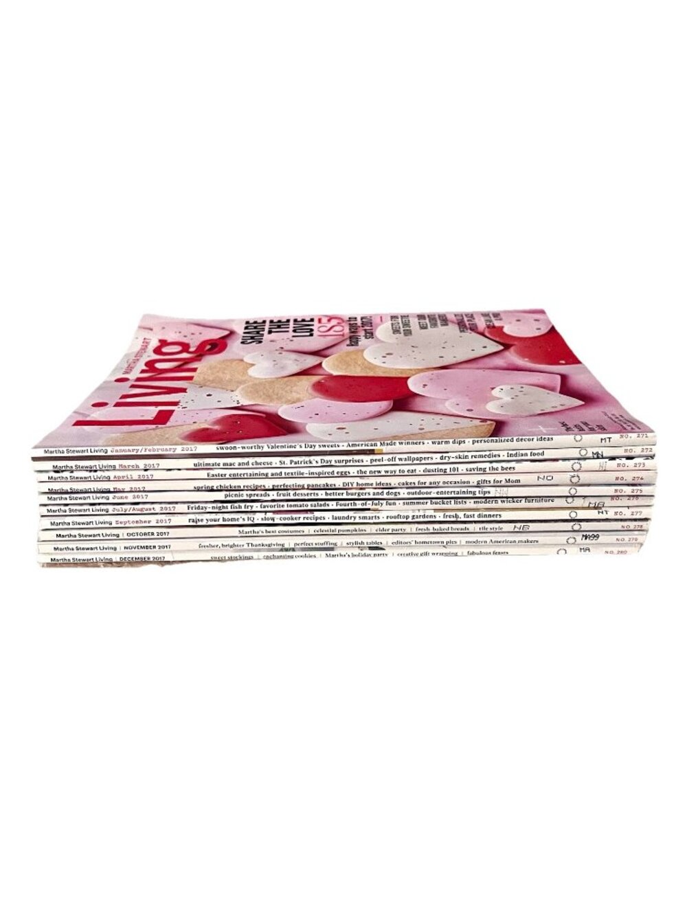 2017 Martha Stewart Living Magazine Lot 10 issues Cooking Home Decor Collage